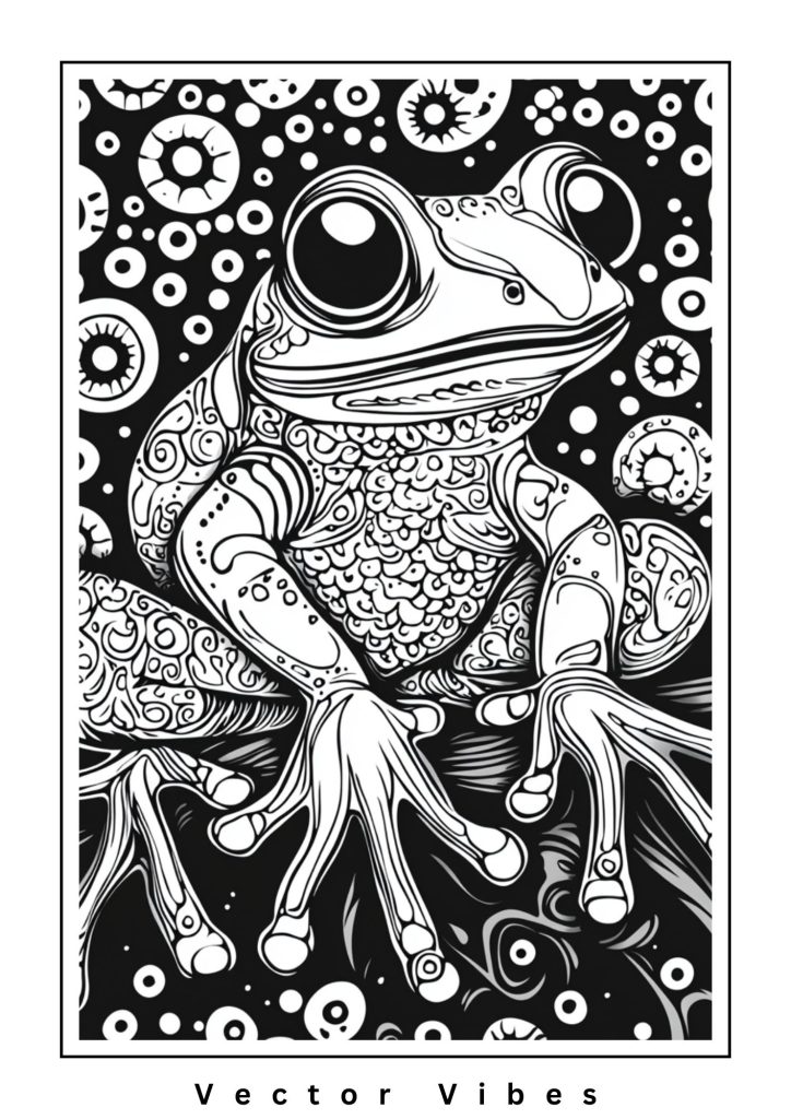a black and white frog coloring sheet