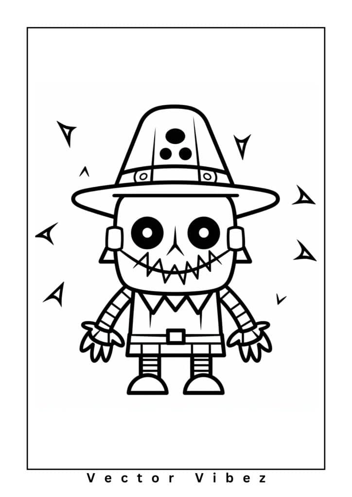 black and white scarecrow coloring page