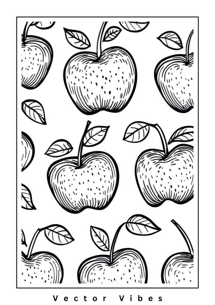 coloring page with apples