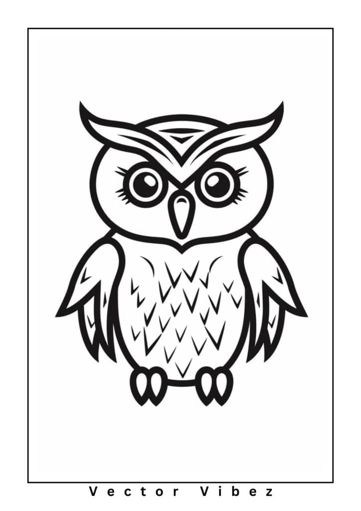 black and white fall owl coloring page