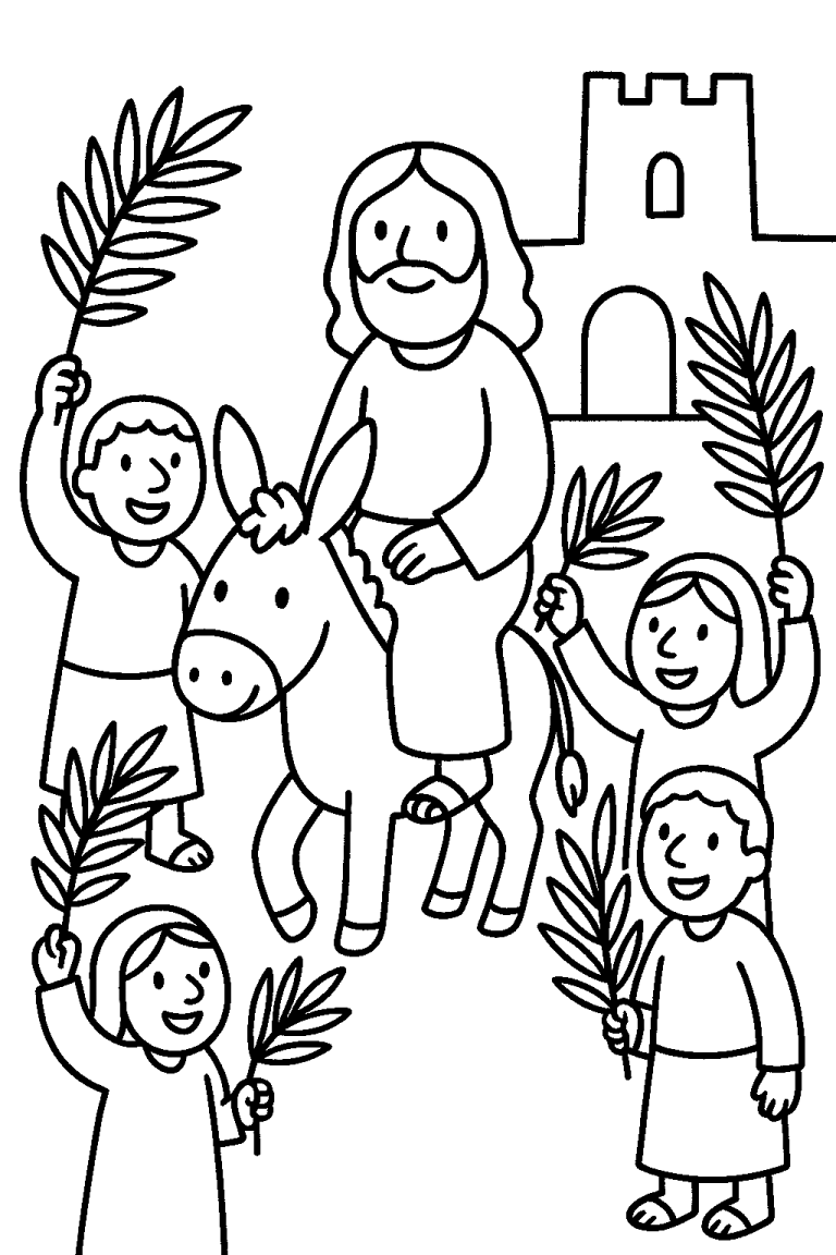 Free Palm Sunday Coloring Page - Vector Vibez
