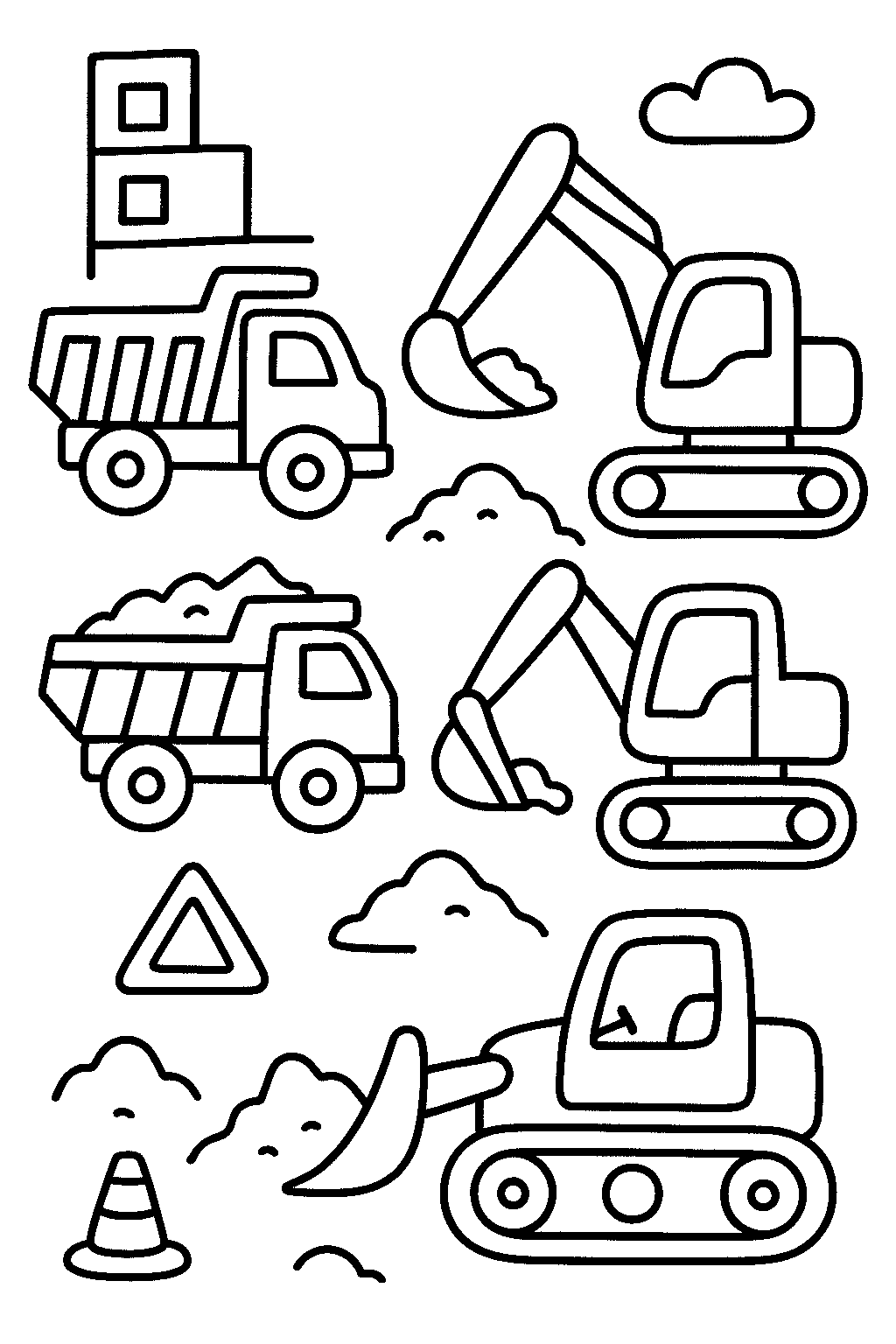 Collage of construction vehicles