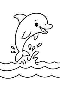 Free Dolphin Dancing in Ocean Waves Coloring Page