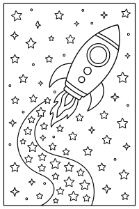 Free Rocket Ship with Starry Trail Adventure Coloring Page