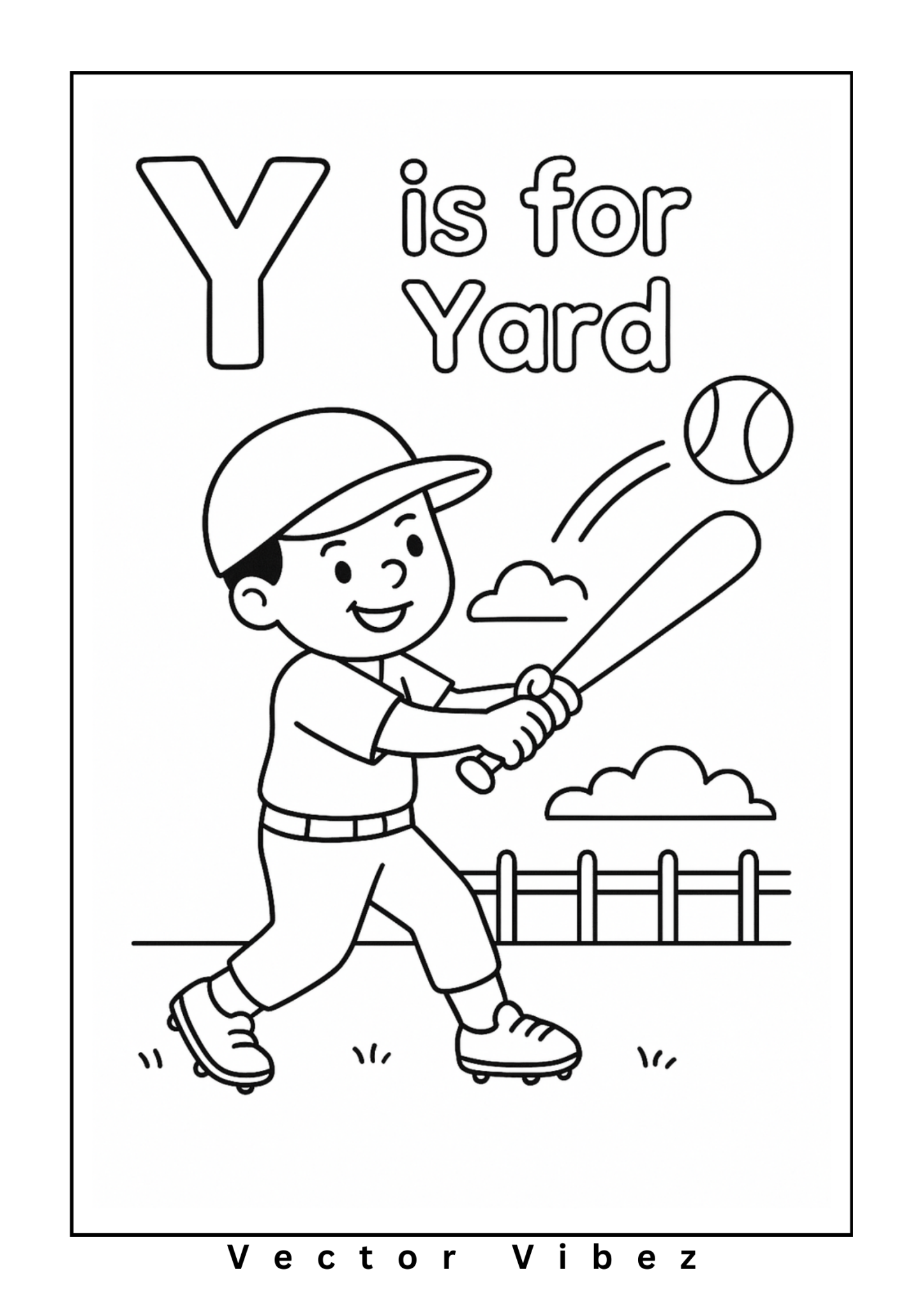 Baseball alphabet page: 'Y is for Yard