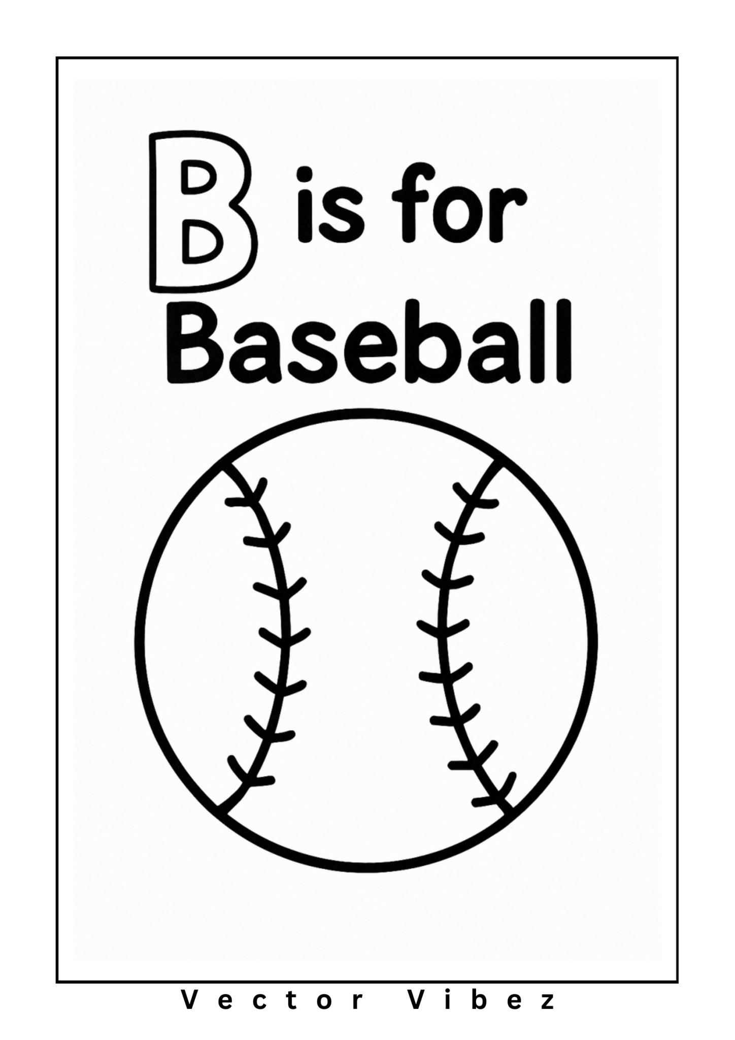 Baseball alphabet page: 'B is for Baseball'