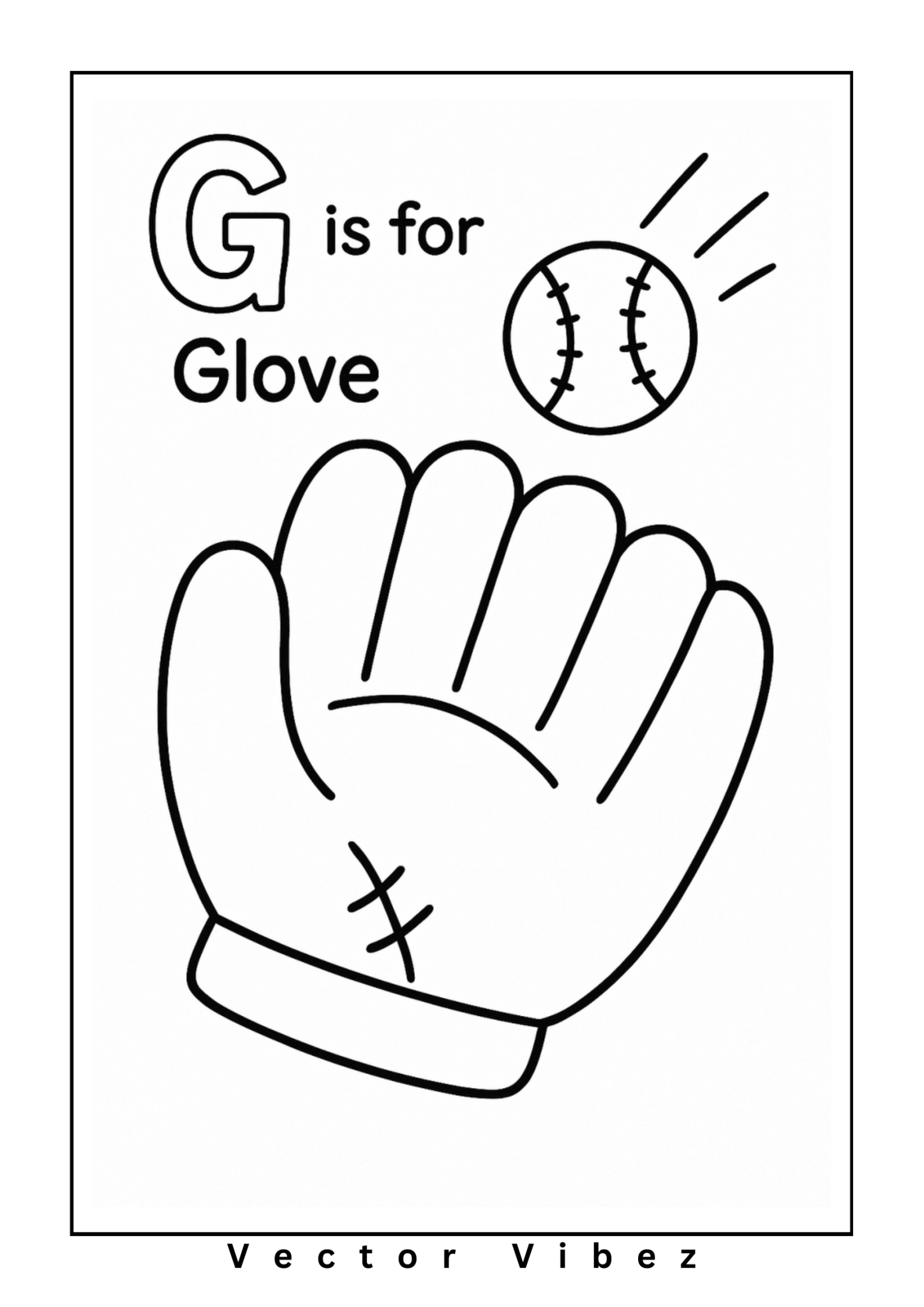 Baseball alphabet page: 'G is for Glove'