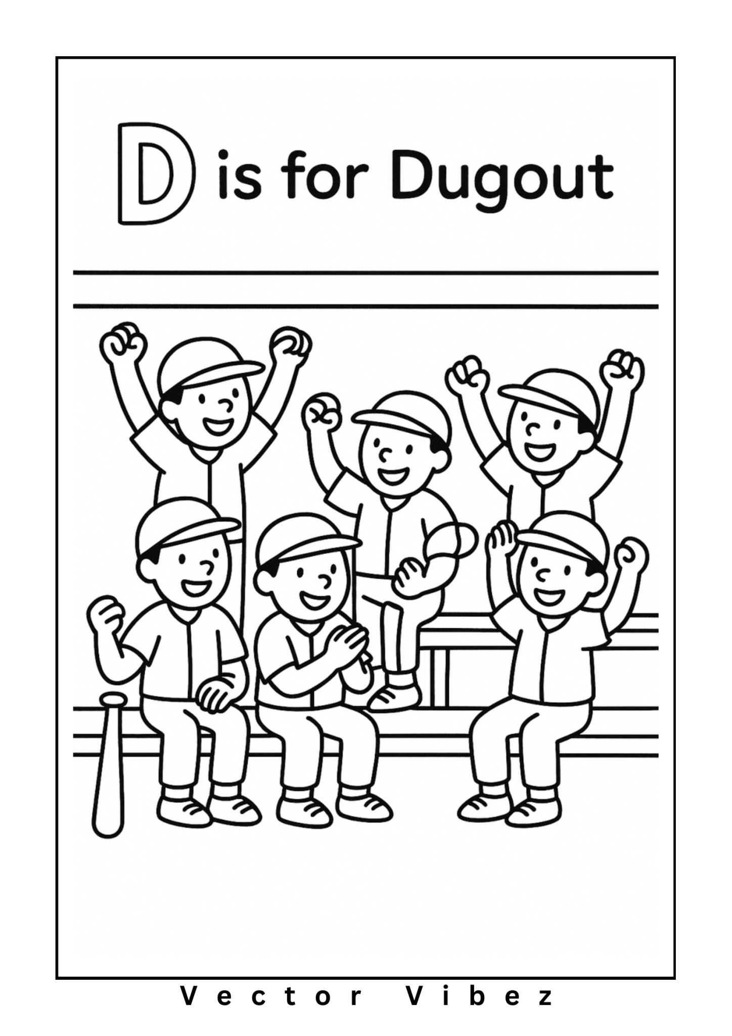 Baseball alphabet page: 'D is for Dugout