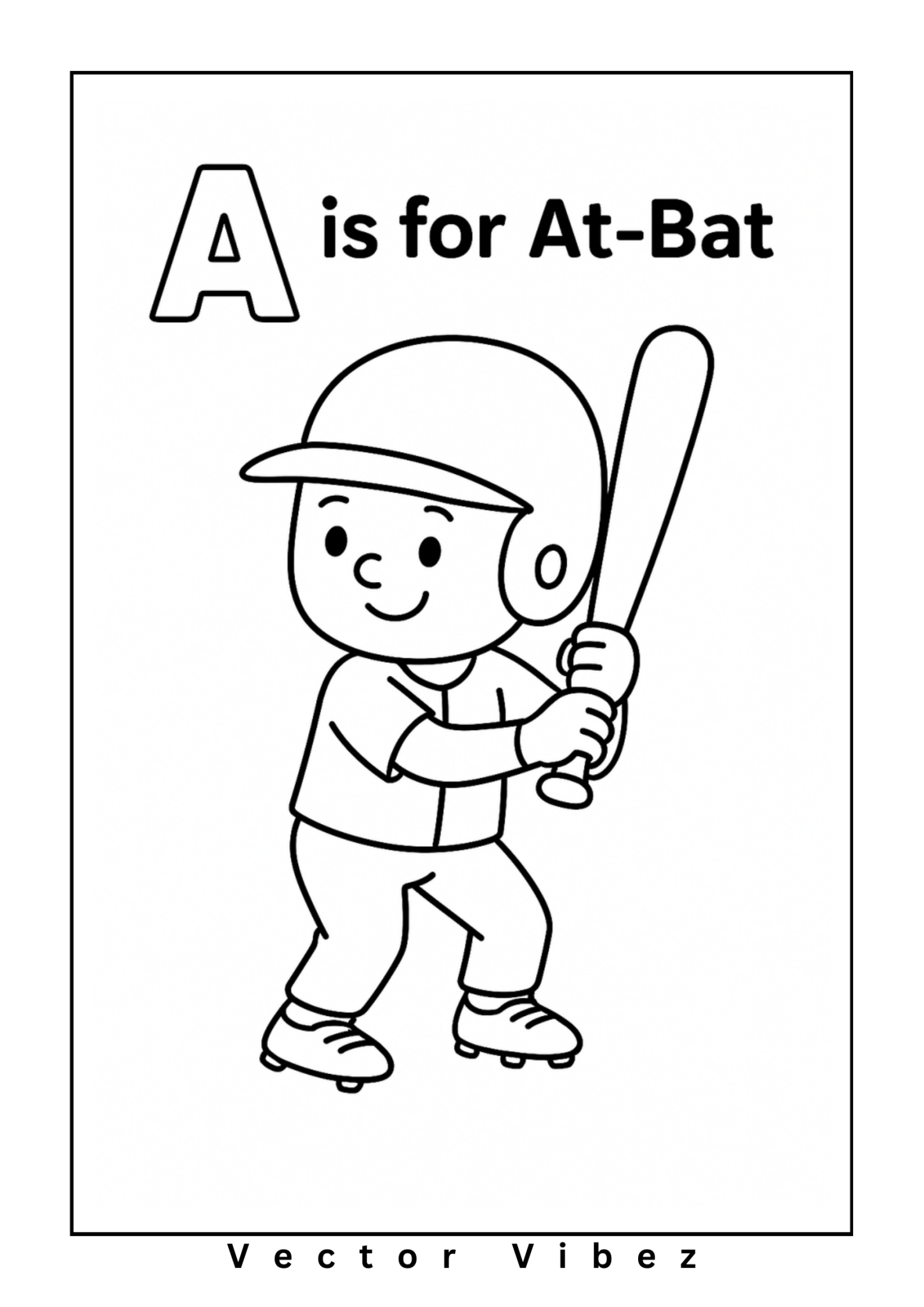 Baseball ABCs with Batting Bear coloring page, cover of the free Baseball ABCs coloring book for kids