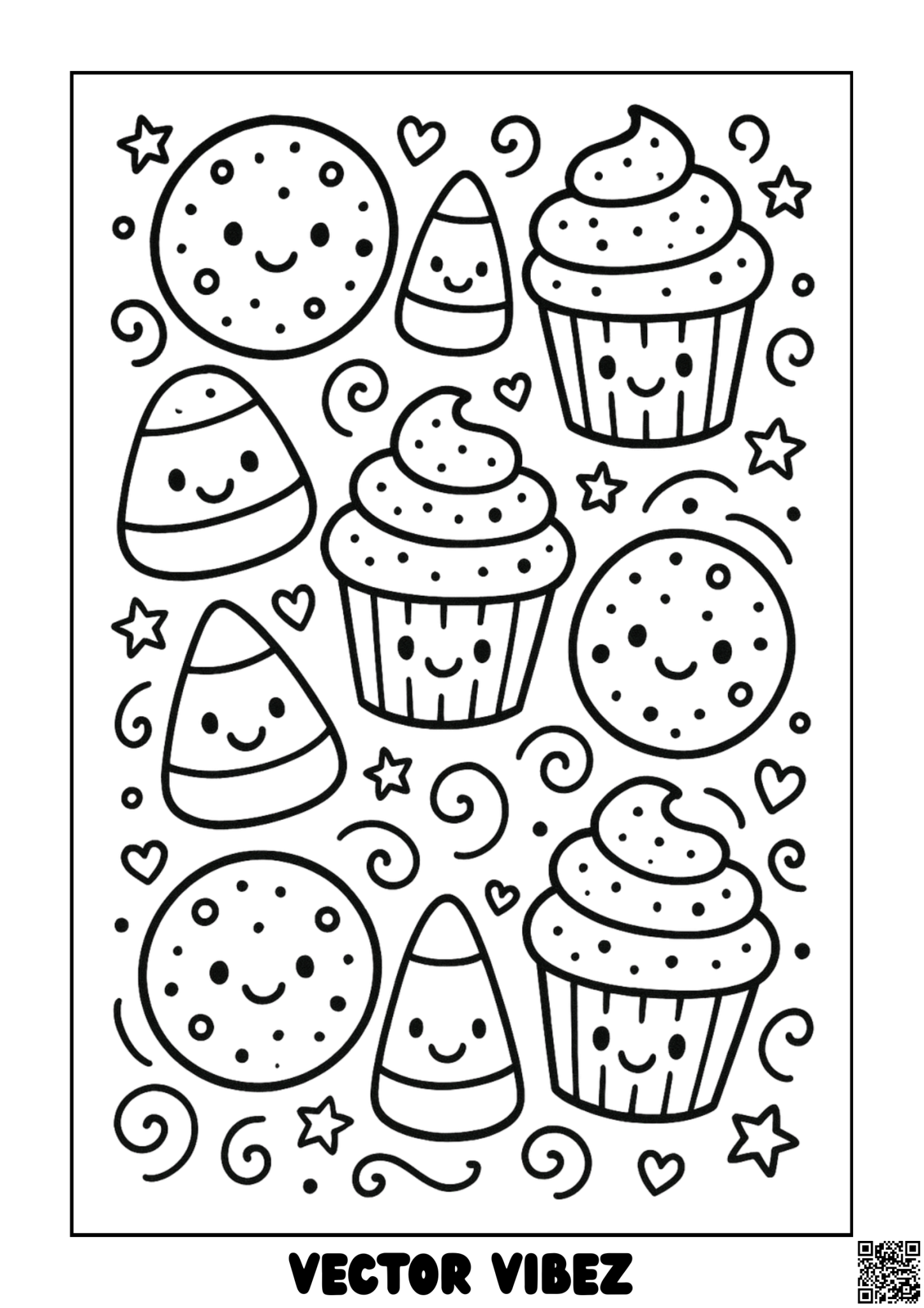 Halloween sweets pattern: cupcakes, cookies and candy corn