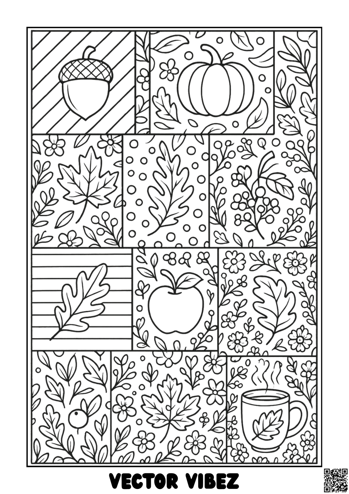 Autumn patchwork quilt squares
