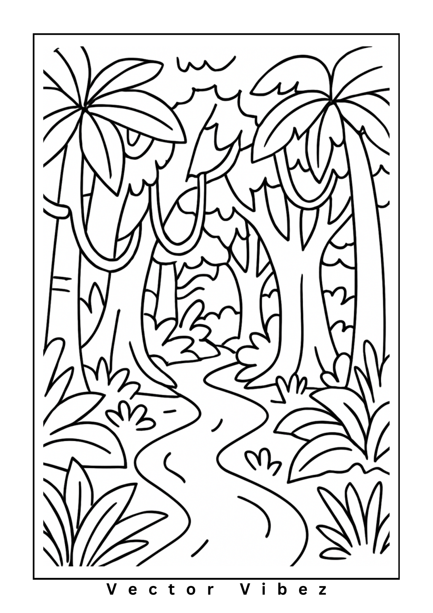 Winding jungle path through trees