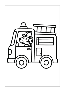 Firefighter waving from fire truck cab
