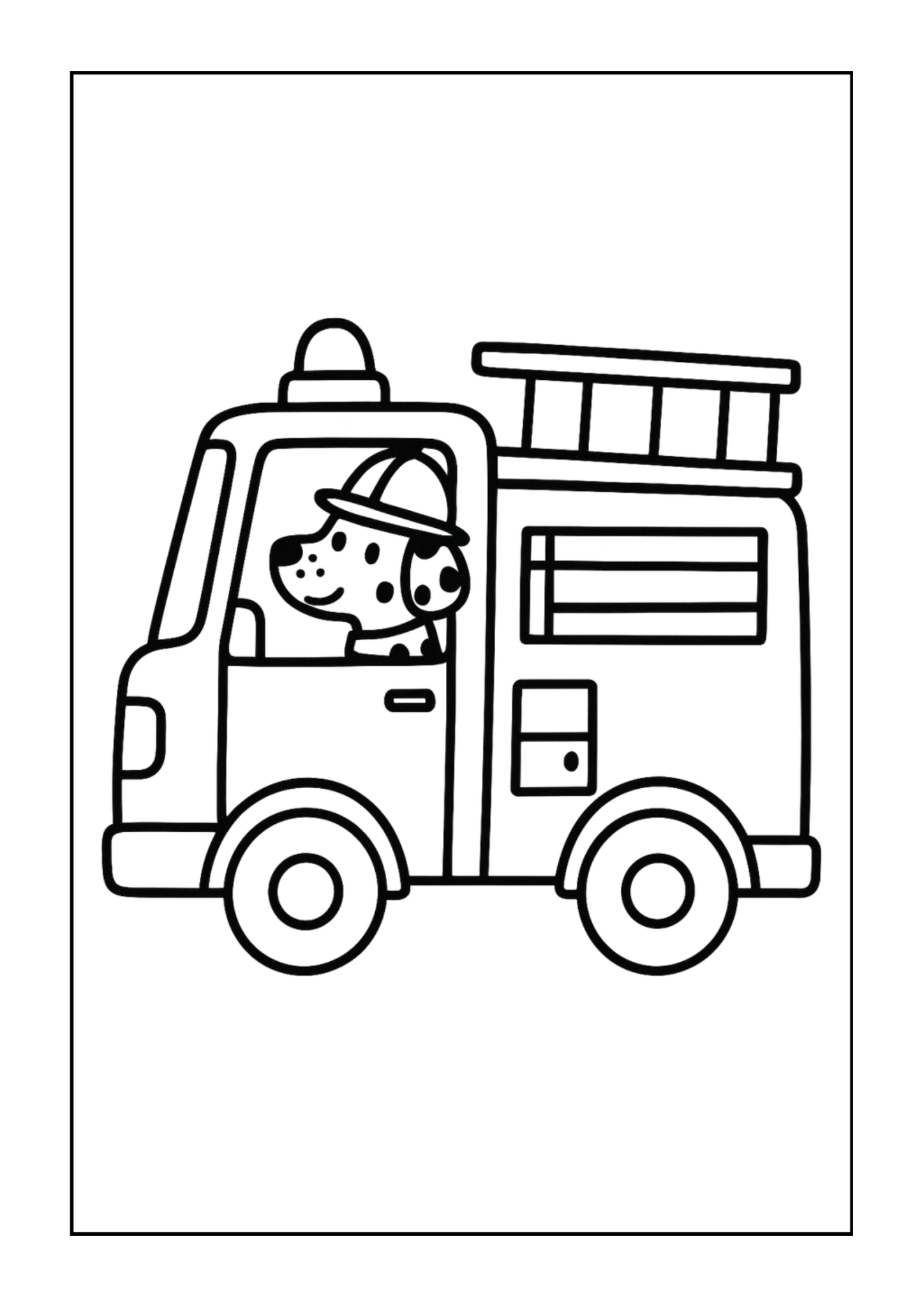 Firefighter waving from fire truck cab
