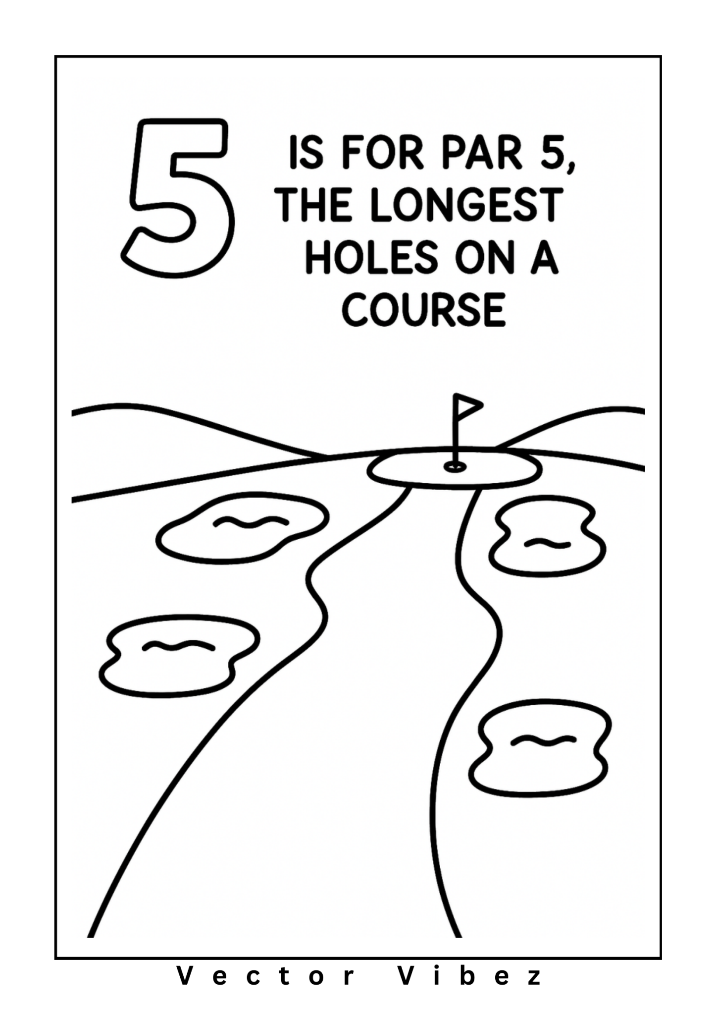 Golf counting page '5 is for Par 5': long winding fairway