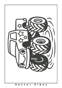 Free printable monster truck with balloon parade coloring page for kids — download and print free at VectorVibez.com