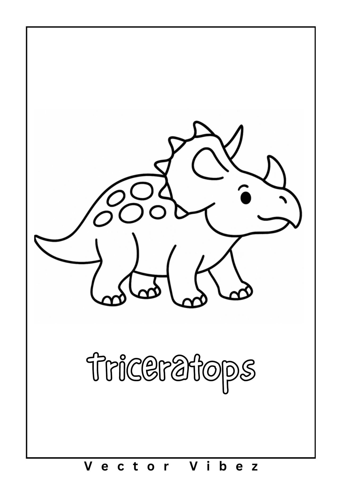 Triceratops Grazing in a Prehistoric Meadow coloring page, cover of the free Dinosaur coloring book for kids