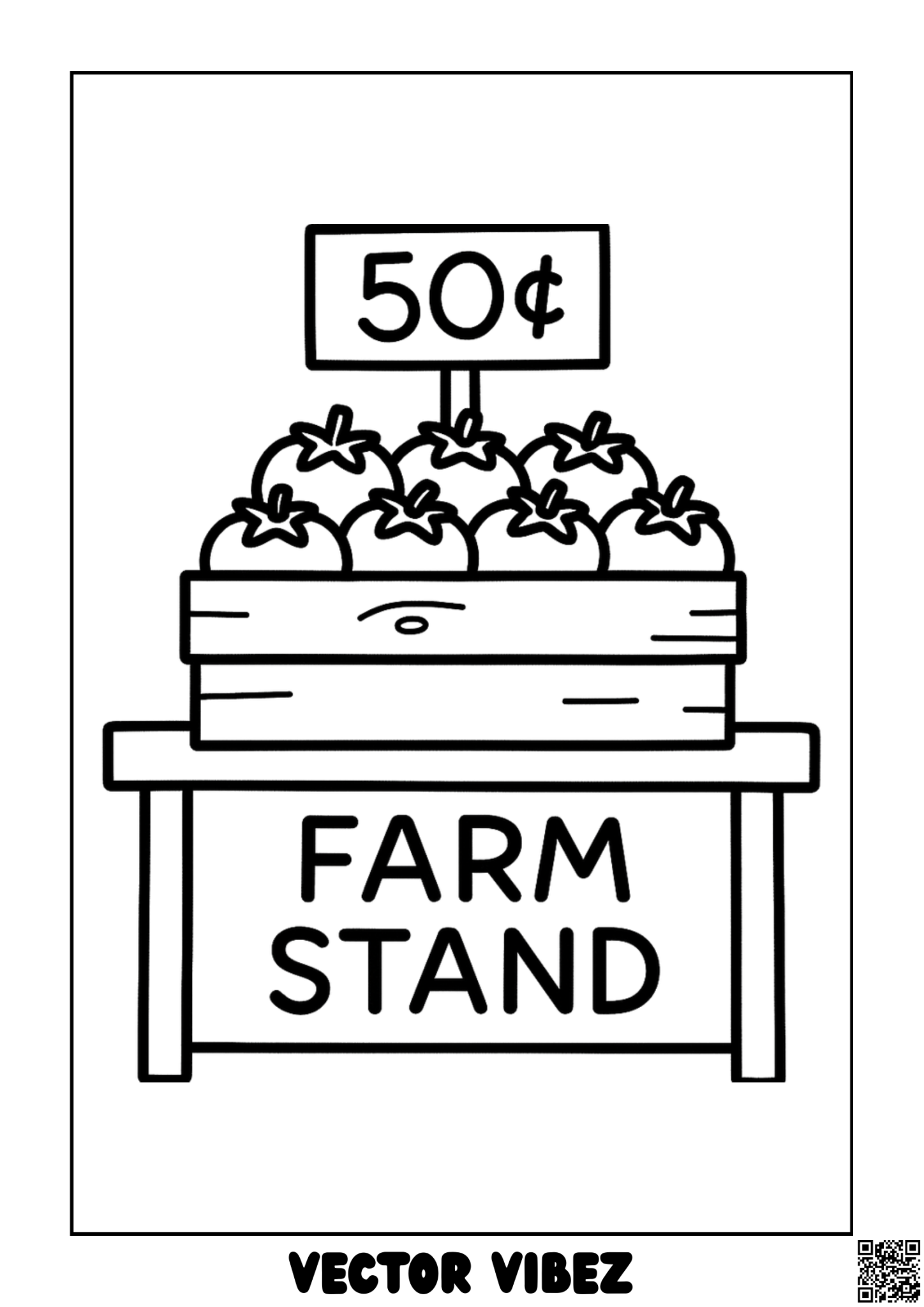 Farm Stand with Juicy Tomatoes coloring page, cover of the free Farmstand coloring book for kids