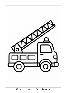 Brave Fire Truck Racing to the Rescue coloring page, cover of the free Fire Truck coloring book for kids