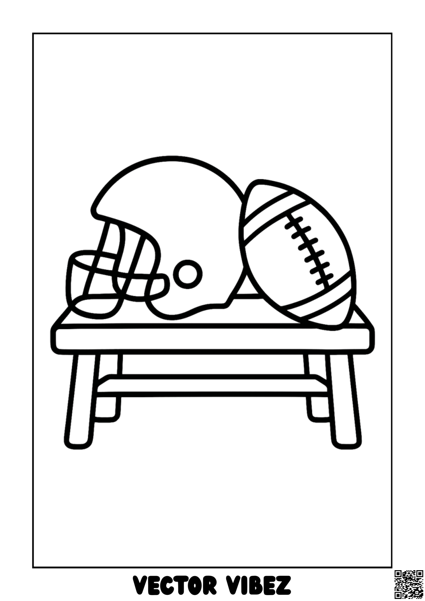 Football Helmet and Ball on the Field coloring page, cover of the free Football coloring book for kids
