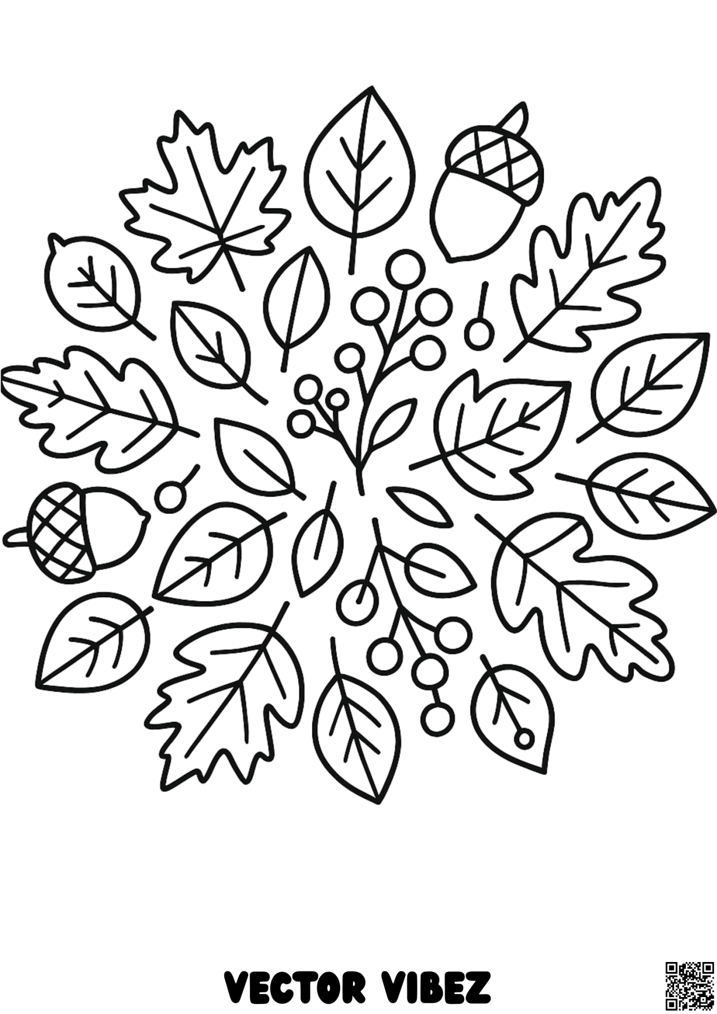 Bountiful Harvest Cornucopia Mandala coloring page, cover of the free Harvest Mandalas coloring book for kids