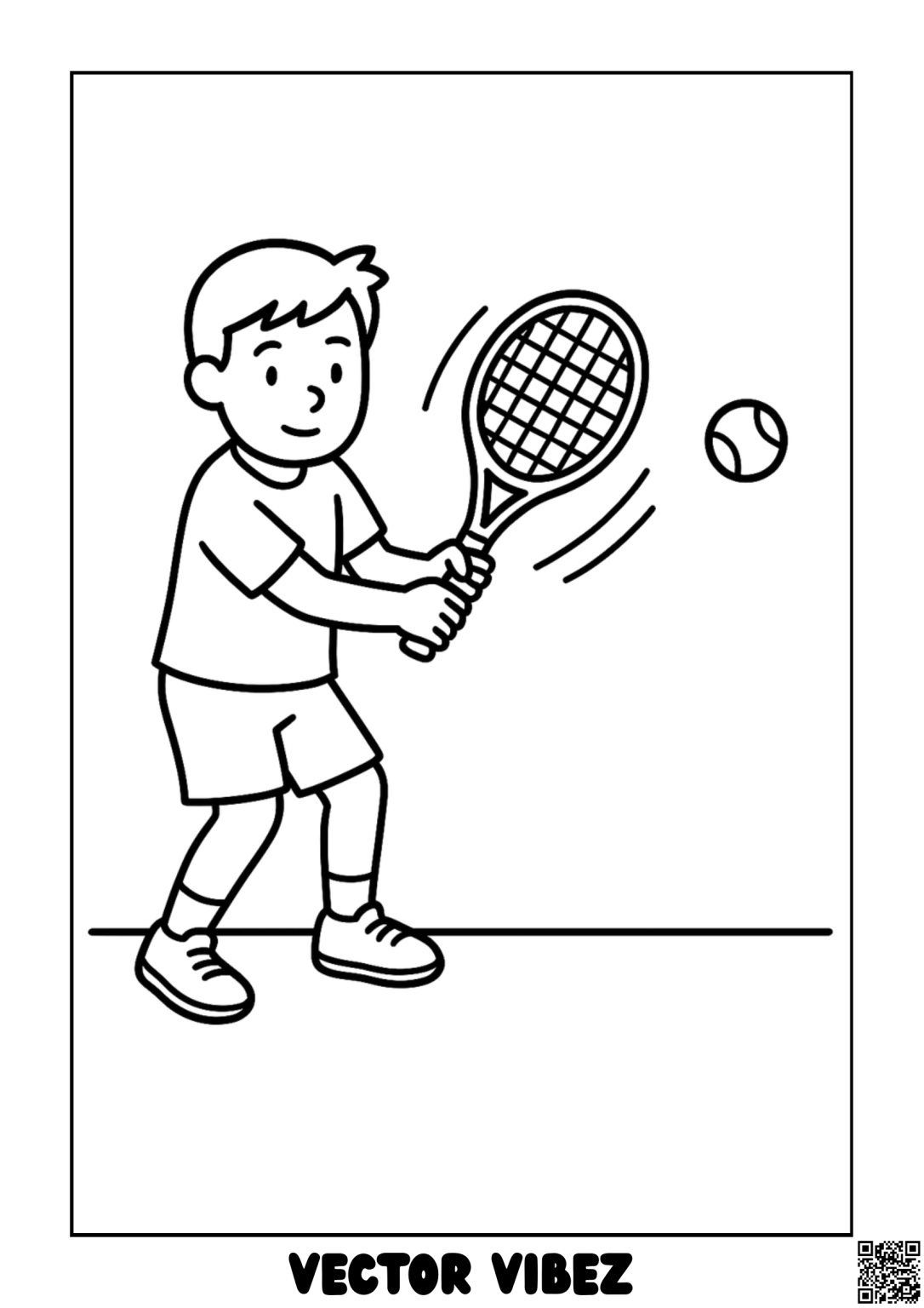 Free Child Leaping for Tennis Ball Coloring Page | Printable PDF ...