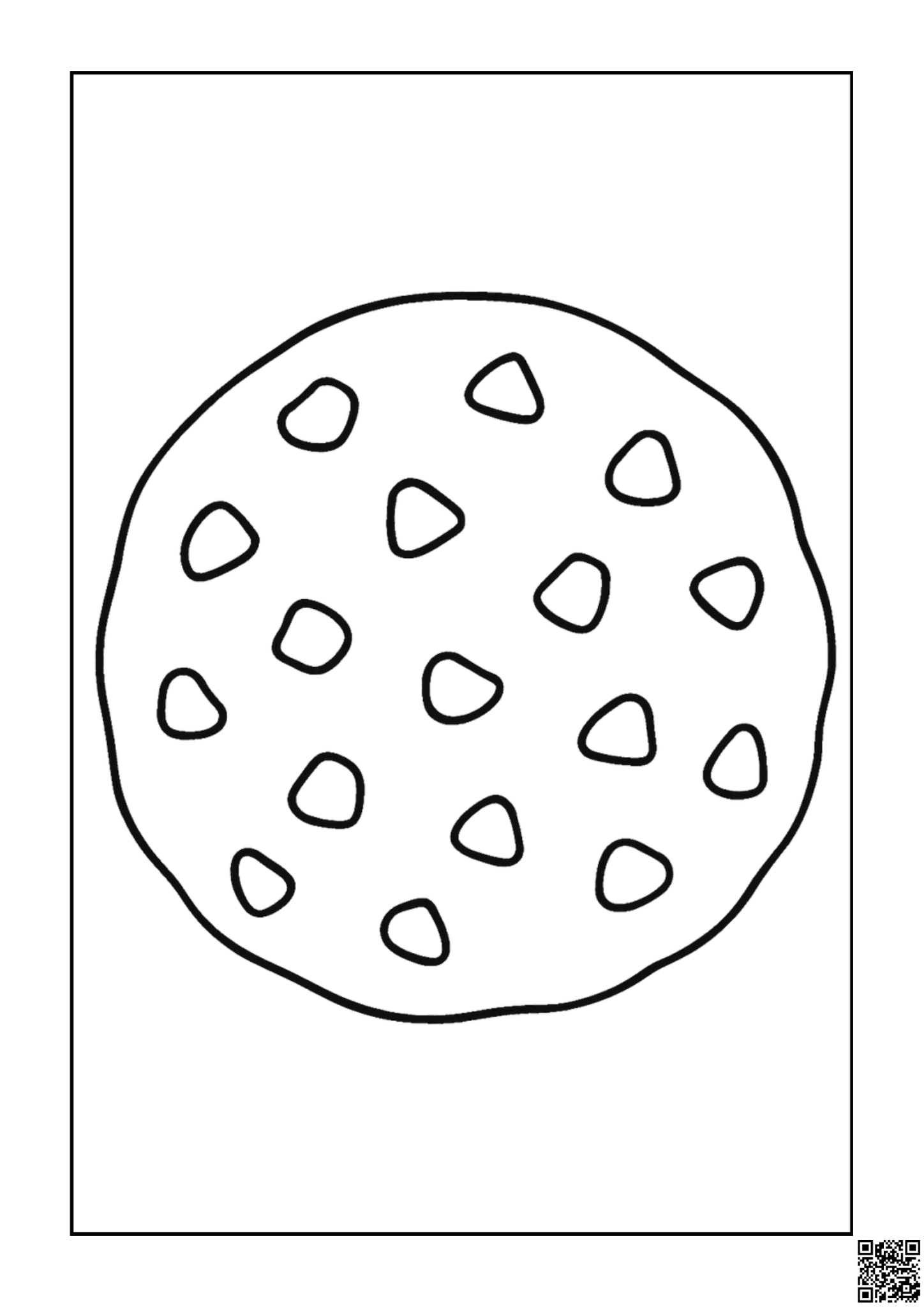 Free printable cookie stack with chocolate chips coloring page for kids — download and print free at VectorVibez.com
