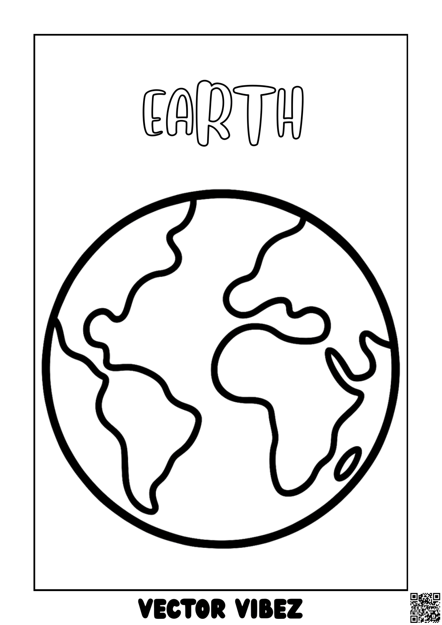 Free printable earth with happy animals coloring page for kids — download and print free at VectorVibez.com