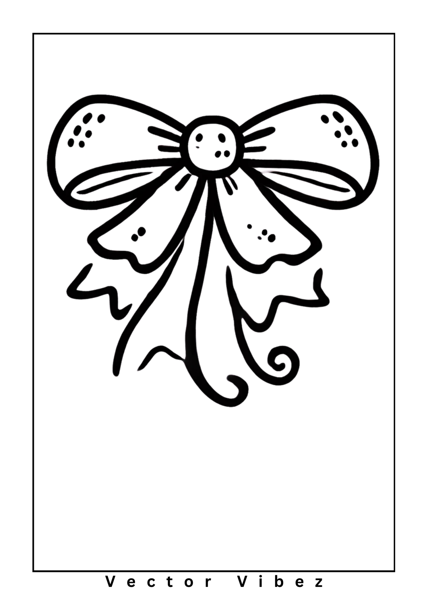 Free printable elegant christmas bow with twinkling snowflakes coloring page for kids — download and print free at VectorVibez.com
