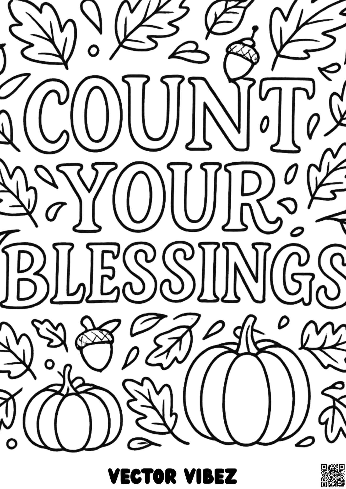 Free printable family of turkeys counting blessings coloring page for kids — download and print free at VectorVibez.com