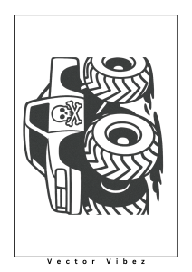 Free printable monster truck racing through muddy track coloring page for kids — download and print free at VectorVibez.com
