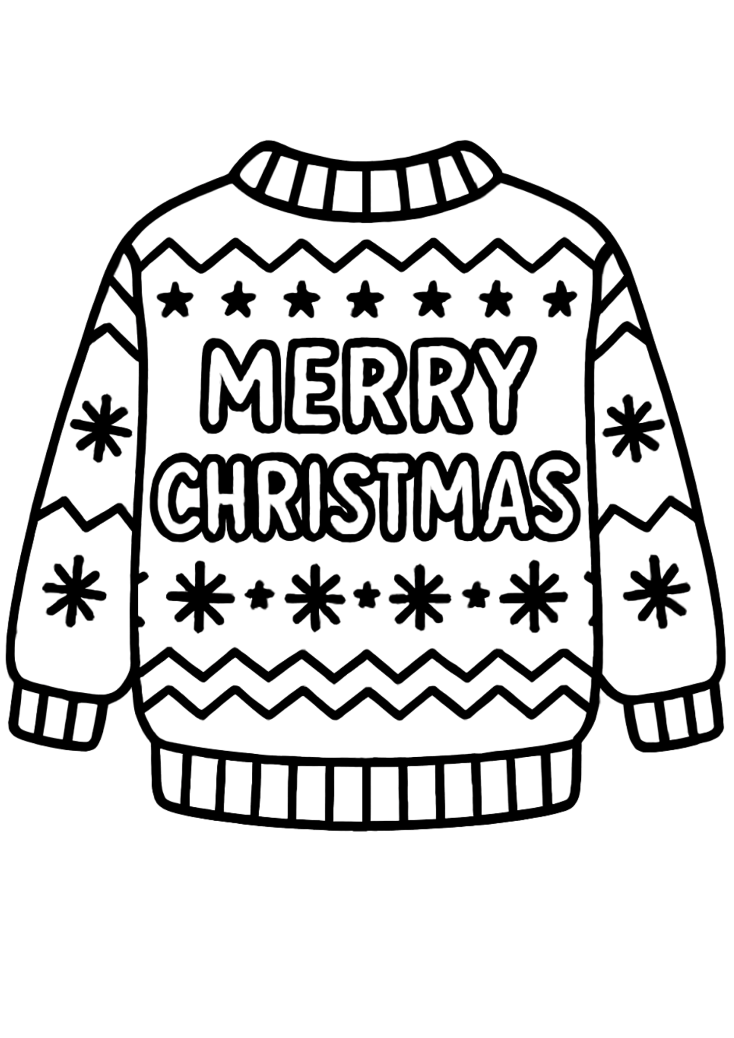 Free printable reindeer in ugly christmas sweater coloring page for kids — download and print free at VectorVibez.com