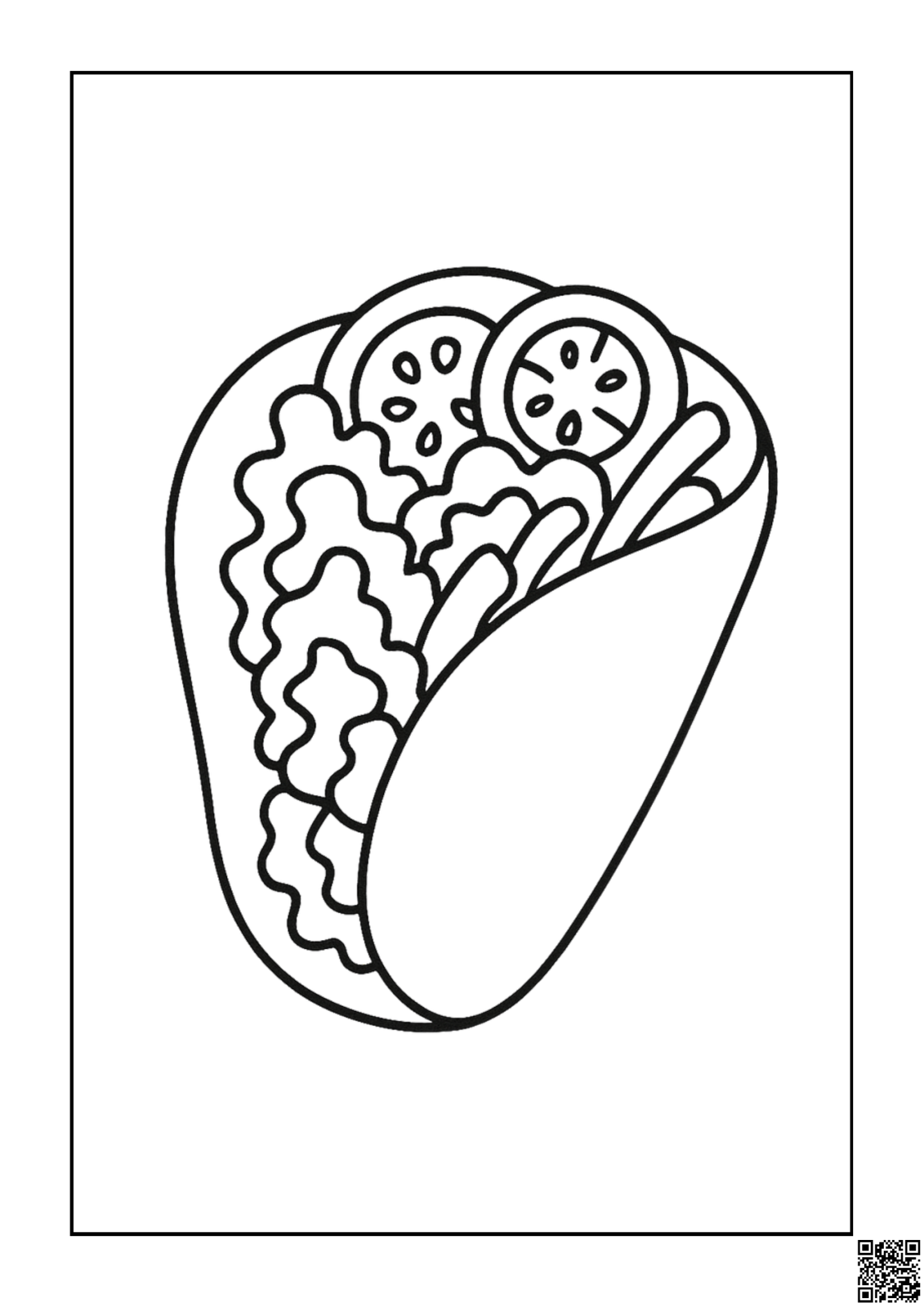 Free printable savory wrap with fresh veggie details coloring page for kids — download and print free at VectorVibez.com