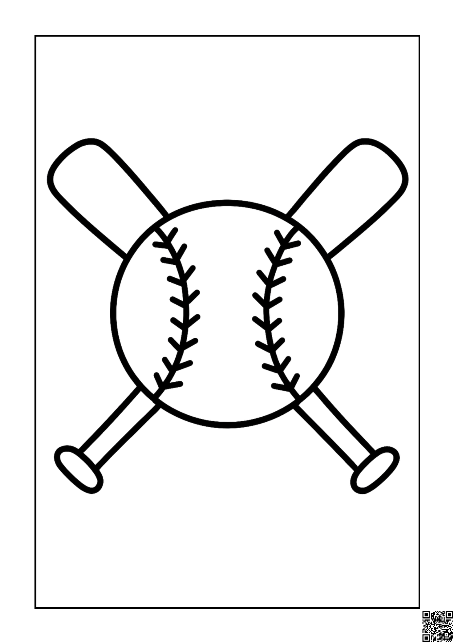Free printable softball bats and flying ball coloring page for kids — download and print free at VectorVibez.com