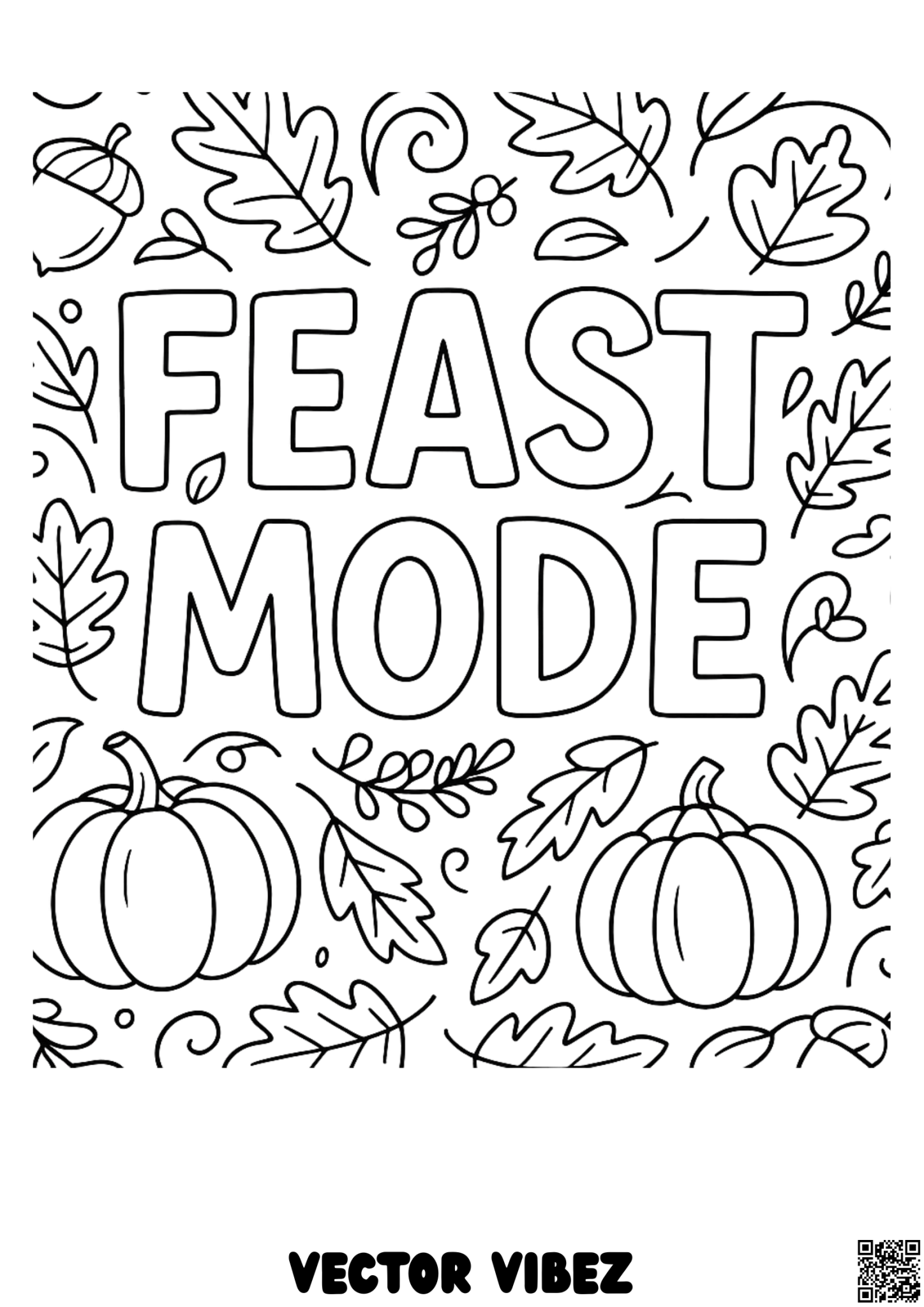 Free printable thanksgiving chef turkey with feast coloring page for kids — download and print free at VectorVibez.com