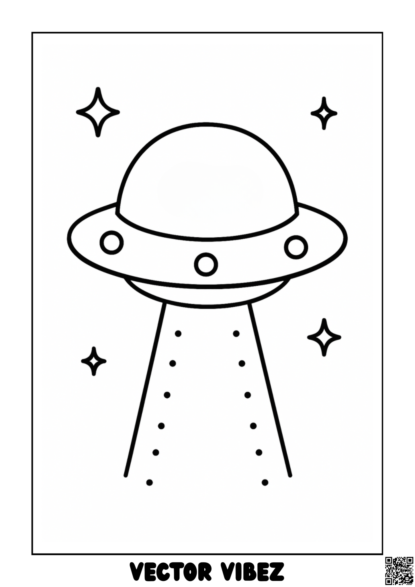 Free printable ufo hovering over alien planet coloring page for kids — download and print free at VectorVibez.com