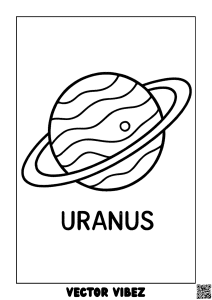 Free printable uranus with twinkling moons coloring page for kids — download and print free at VectorVibez.com
