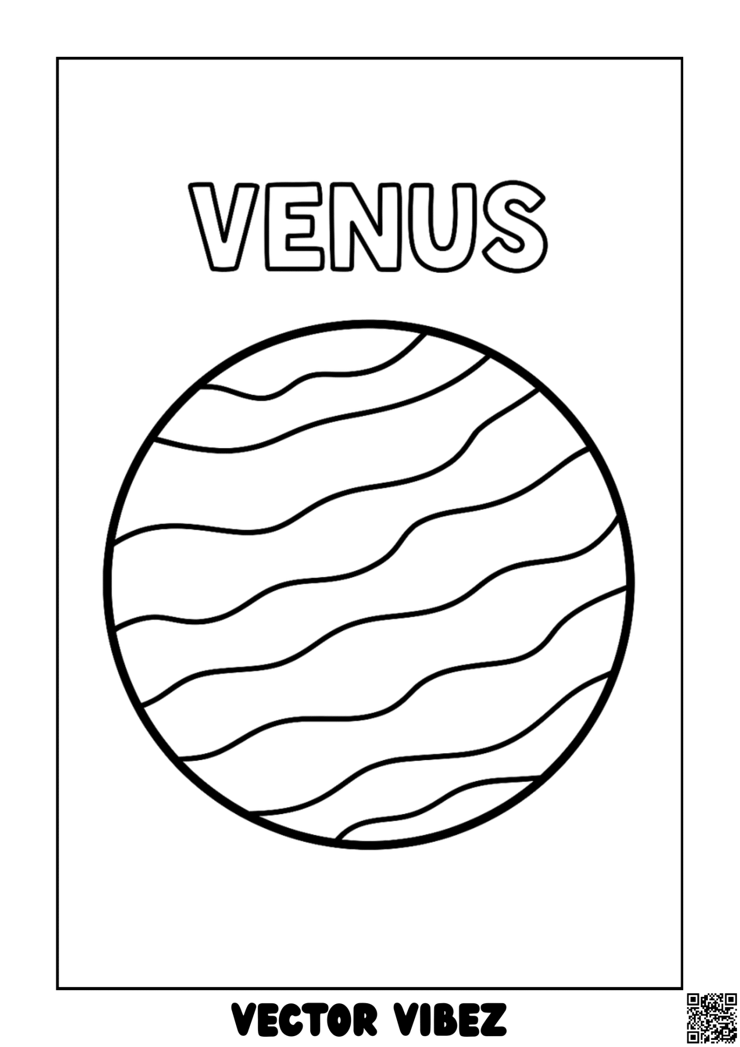 Free printable venus with shimmering clouds coloring page for kids — download and print free at VectorVibez.com