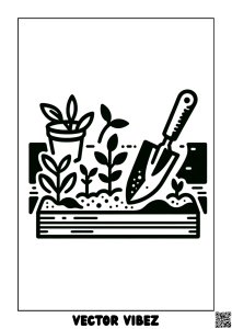 Free printable watering can and blossoming flowers coloring page for kids — download and print free at VectorVibez.com
