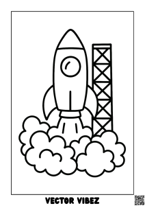 Rocket Launch with Stars coloring page, cover of the free Space Adventure coloring book for kids
