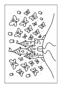 Free printable butterfly castle with enchanted wings coloring page for kids — download and print free at VectorVibez.com