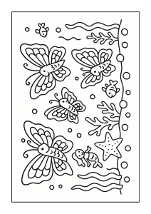 Free printable butterfly coral reef adventure coloring page for kids — download and print free at VectorVibez.com