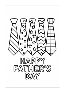 Free printable dad's colorful tie collection coloring page for kids — download and print free at VectorVibez.com