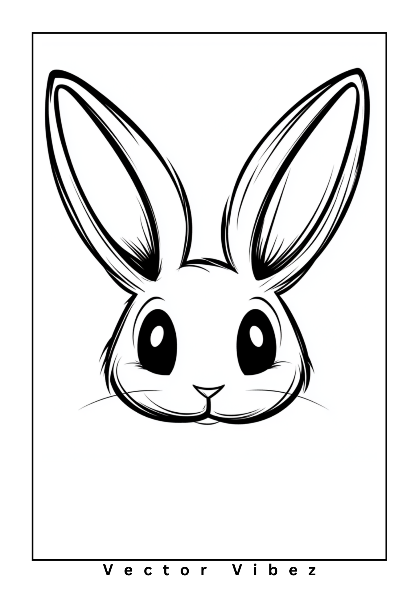 Free printable easter bunny with carrot-patterned eggs coloring page for kids — download and print free at VectorVibez.com