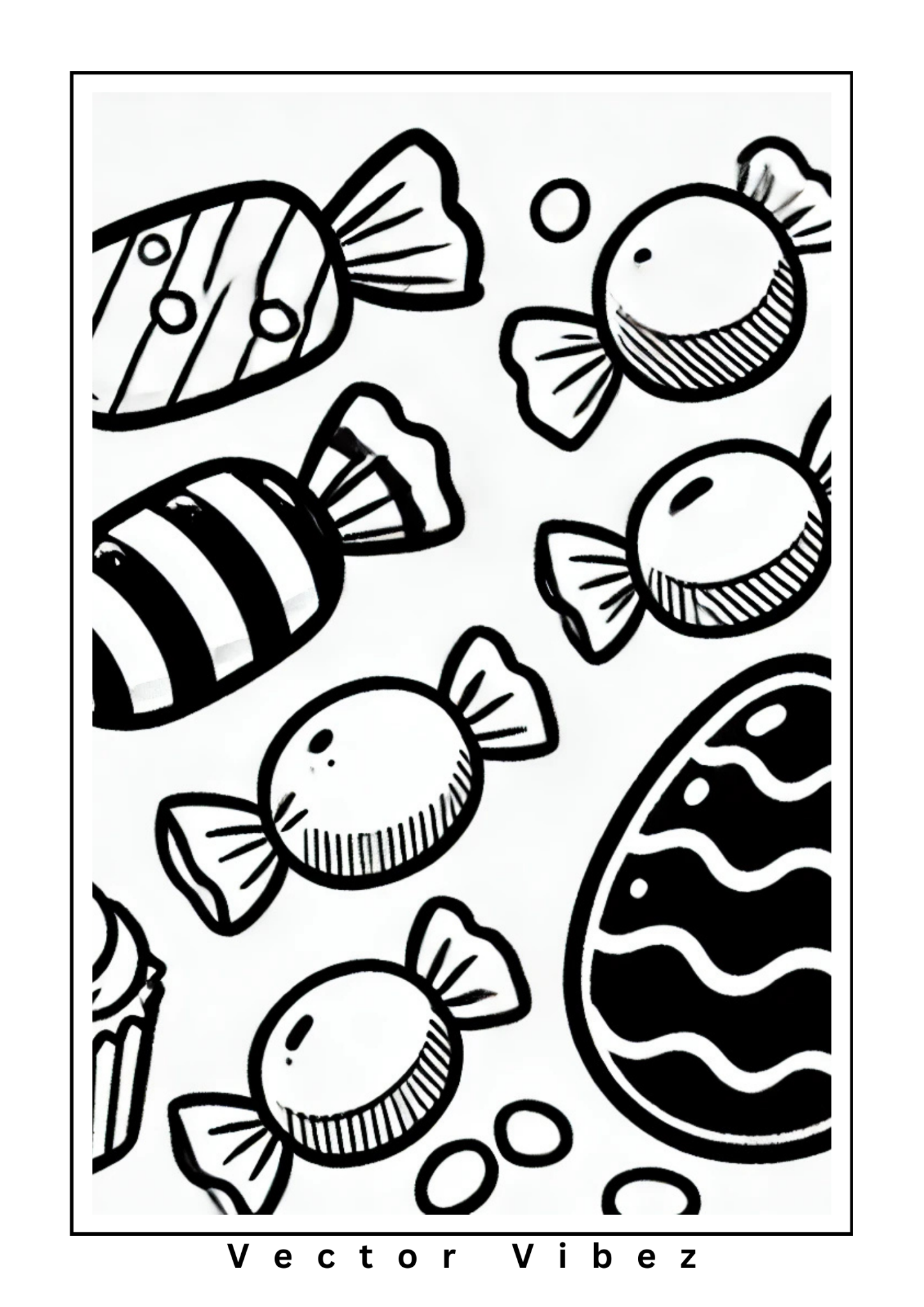 Free printable easter egg with candy swirls coloring page for kids — download and print free at VectorVibez.com