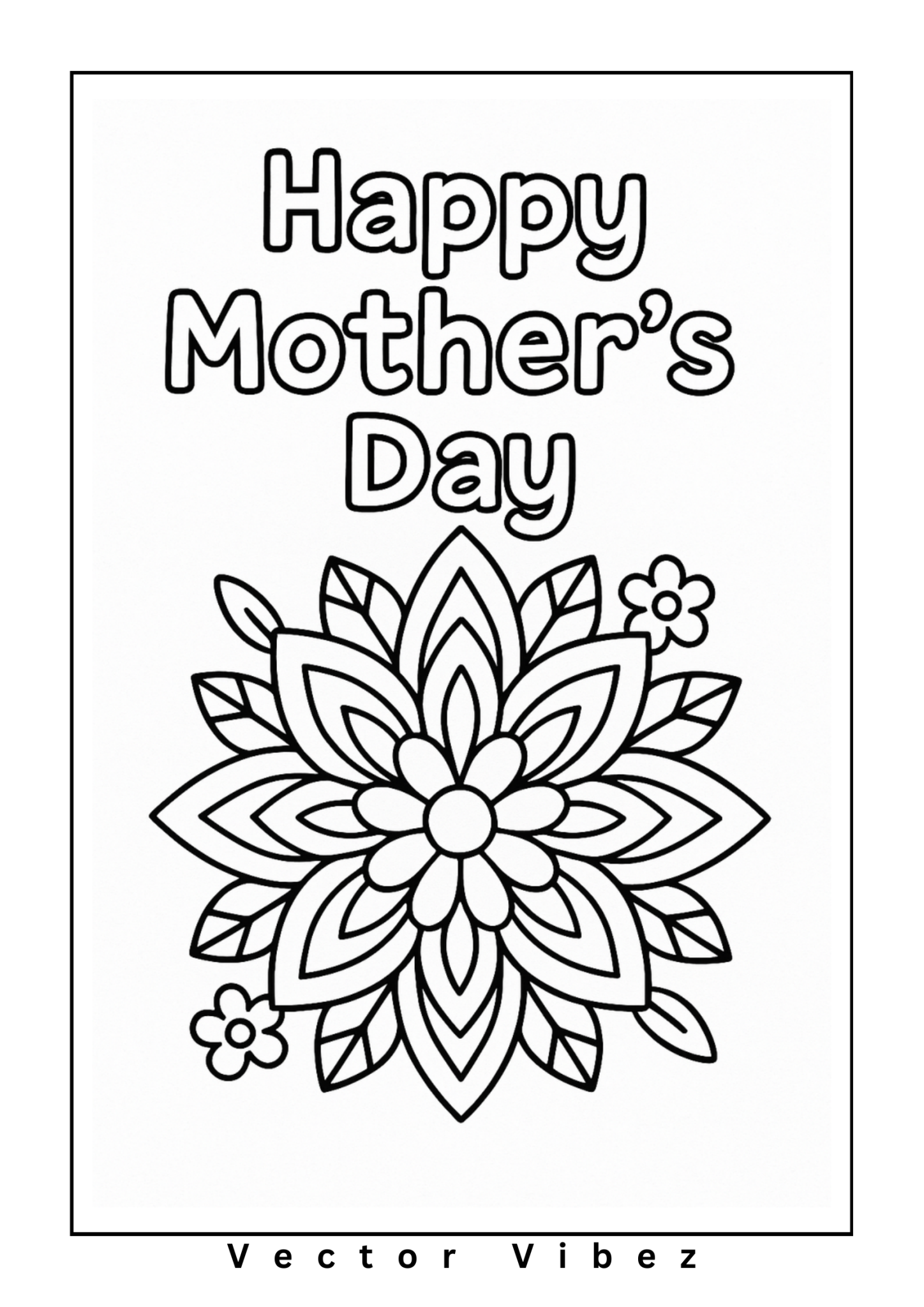 Free printable mother and child bear picking flowers coloring page for kids — download and print free at VectorVibez.com