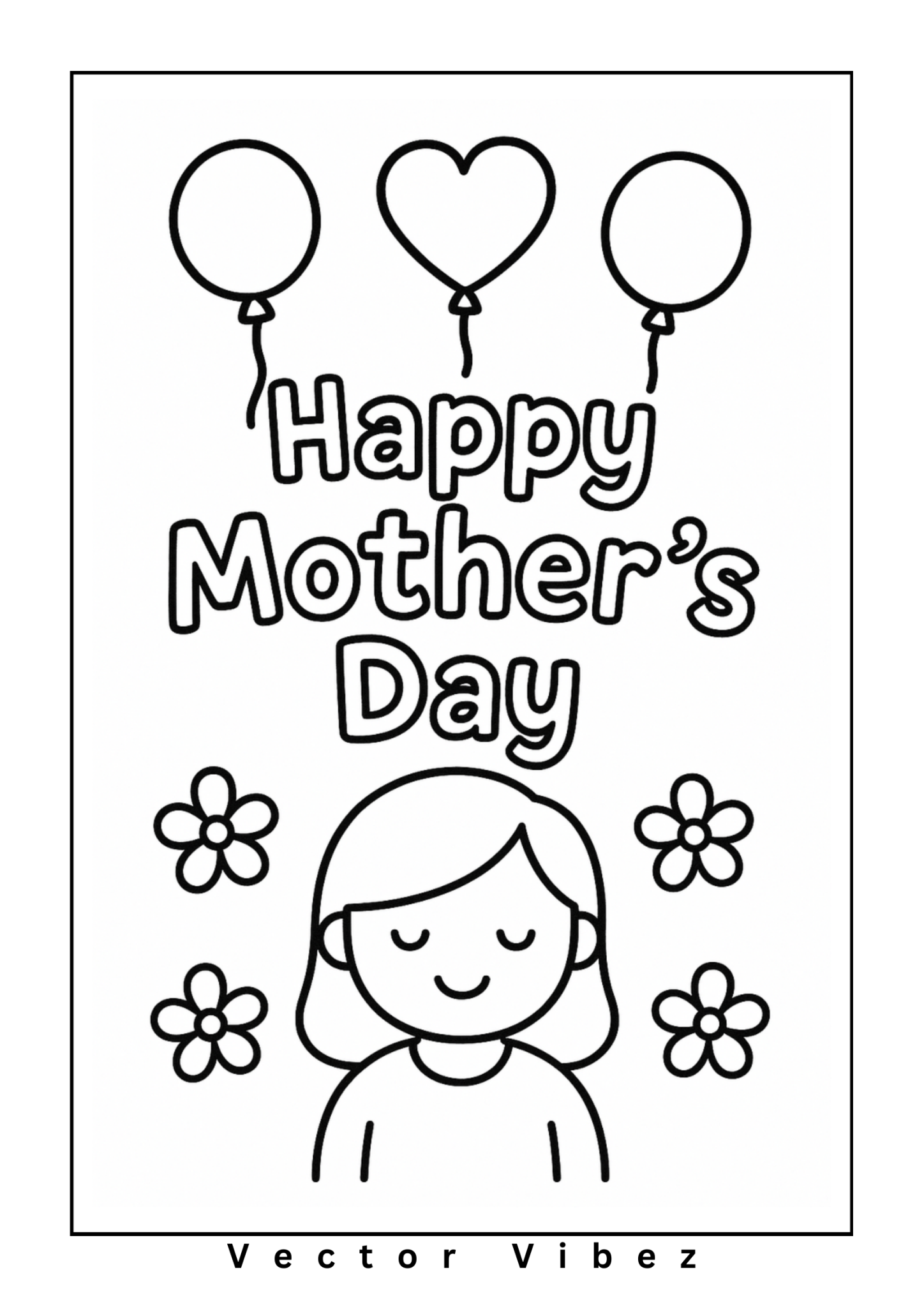 'Happy Mother's Day' lettering with balloons and a girl