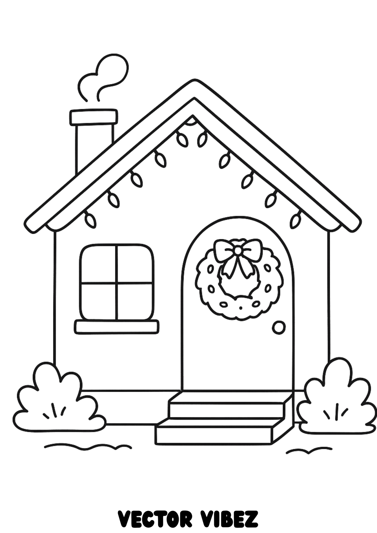Christmas house with wreath on door