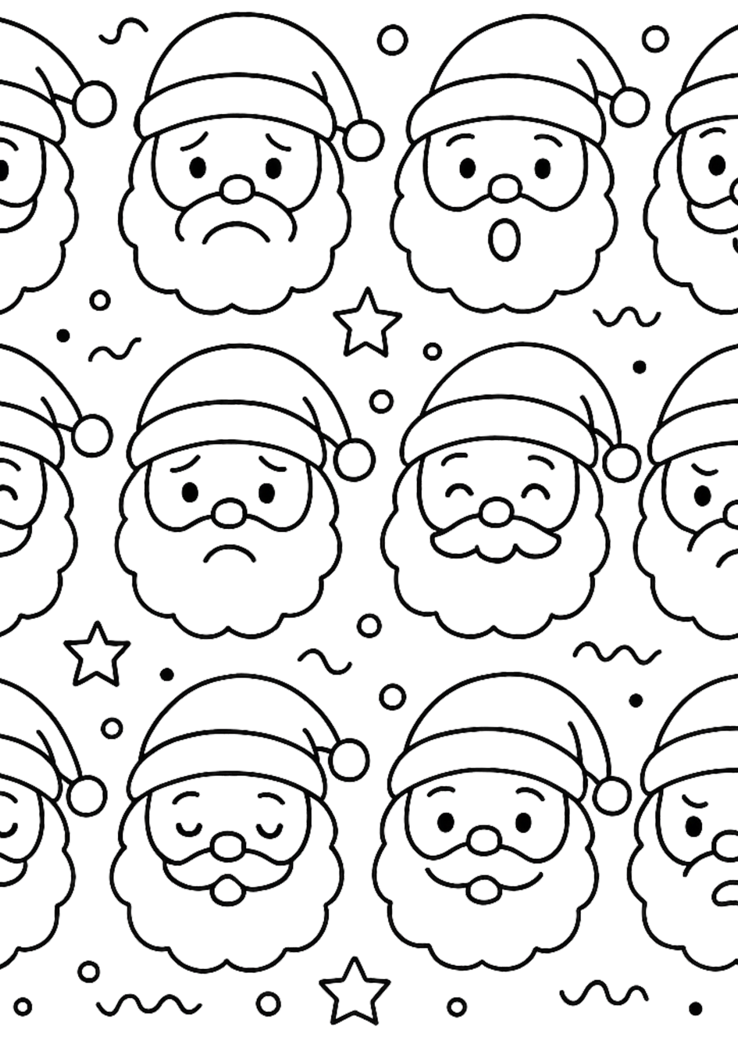 Pattern of laughing Santa faces