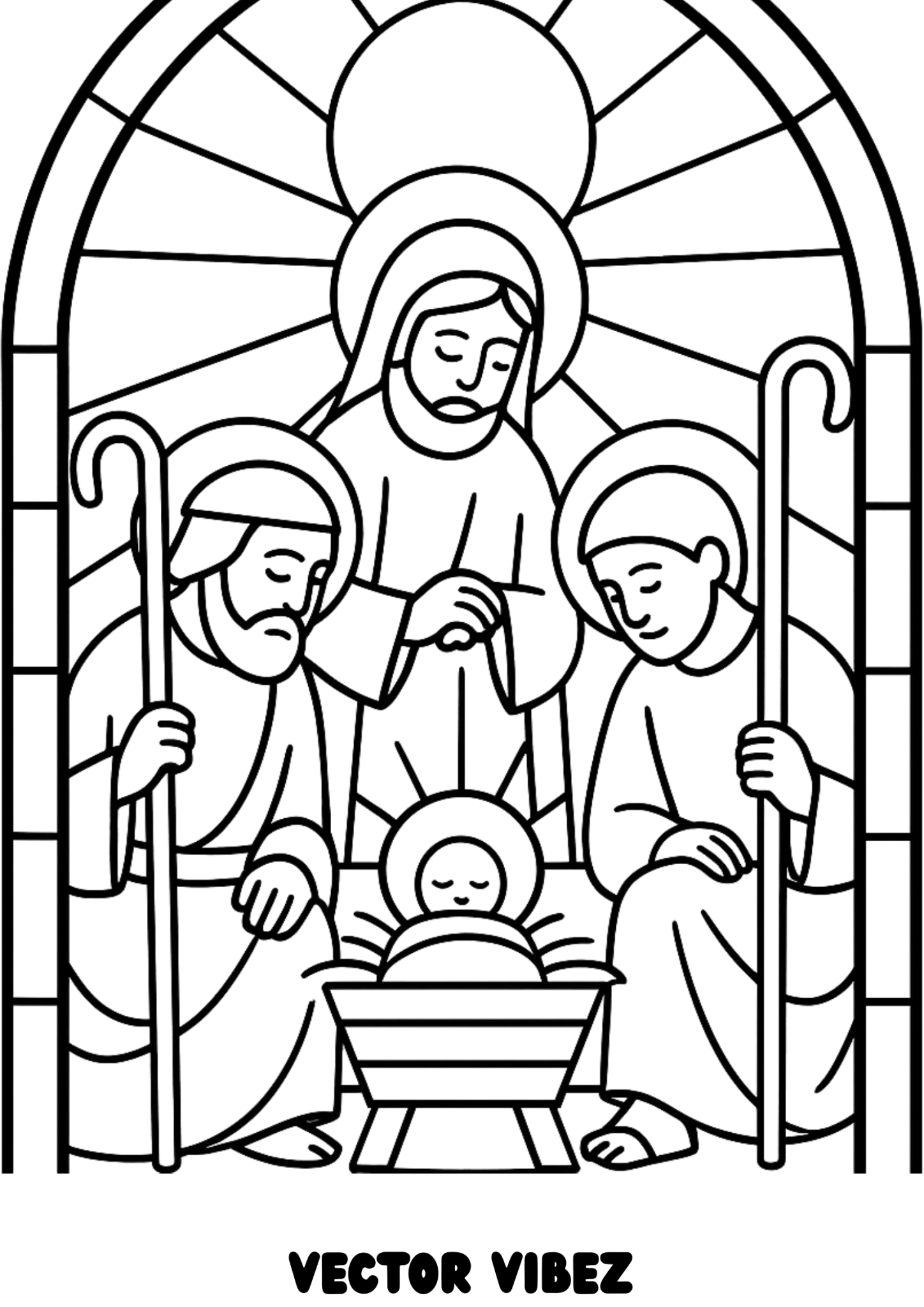 Free printable shepherds gaze at heavenly star coloring page for kids — download and print free at VectorVibez.com